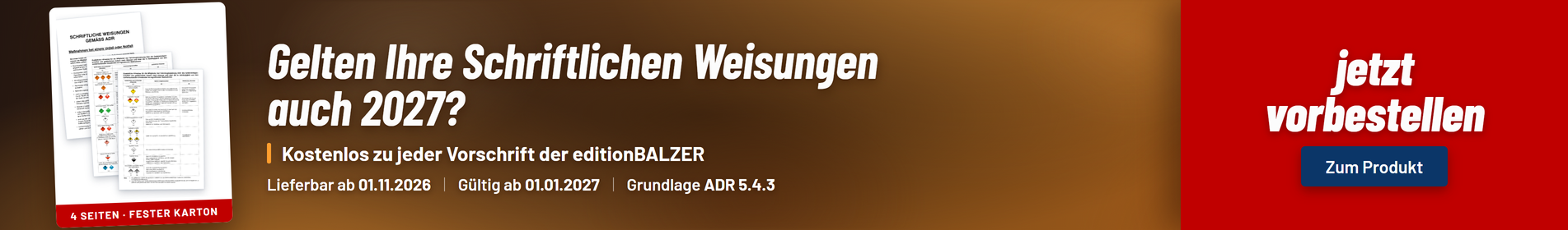 Schriftliche Weisungen ADR 2027