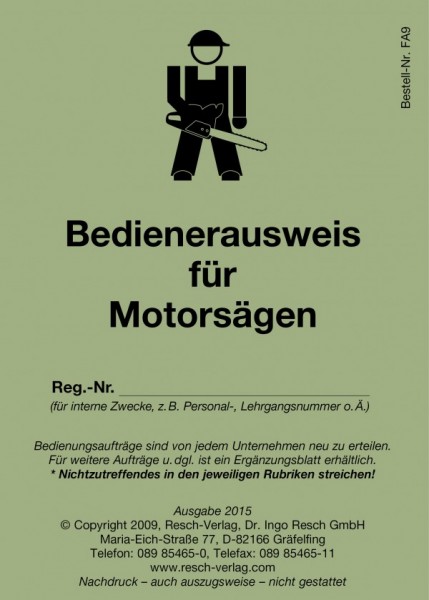 Bedienerausweis Motorsägenführer