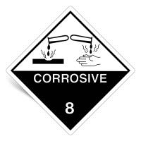 Gefahrgut-Kennzeichnung Klasse 8, mit Text: CORROSIVE