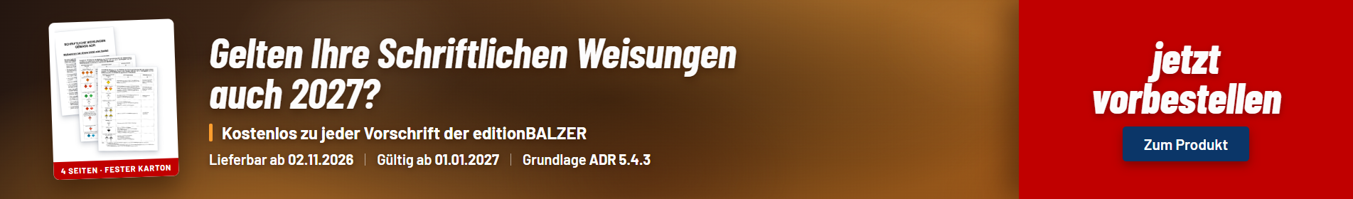 Schriftliche Weisungen ADR 2027