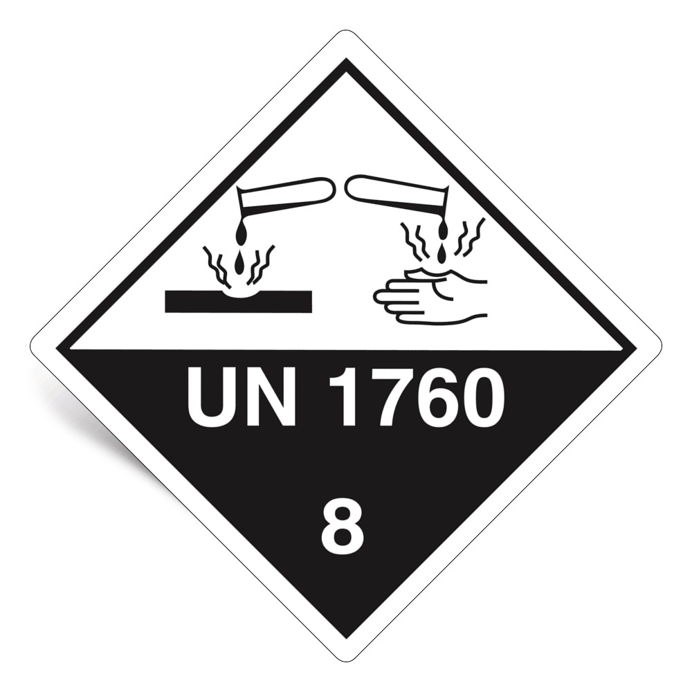 Gefahrgut Klasse 8 ohne Text Eindruck UN 1760 Klasse 8 Gefahrgutetiketten + Placards