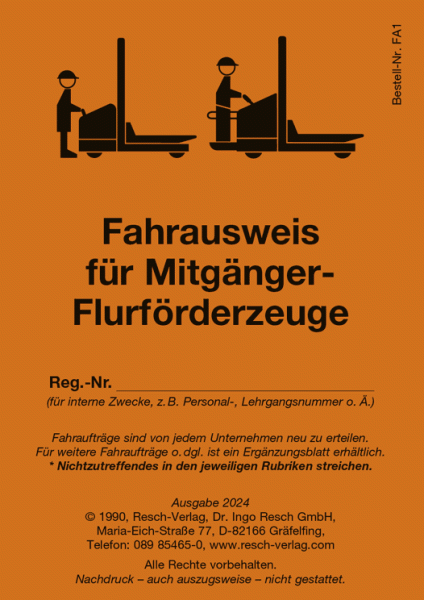 Fahrausweis Geh-/Mitgänger-Flurförderzeuge | Gabelstapler ...