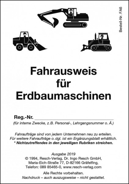 Fahrausweis Erdbaumaschinen